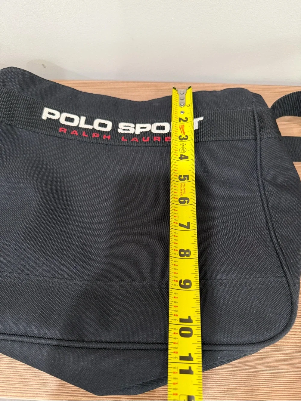 Vintage 90s Polo Sport Ralph Lauren Black Nylon Messenger Bag Shoulder Crossbody